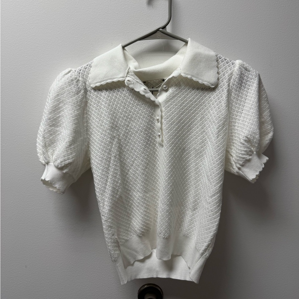 Alice + Olivia Ramona Pointelle Polo